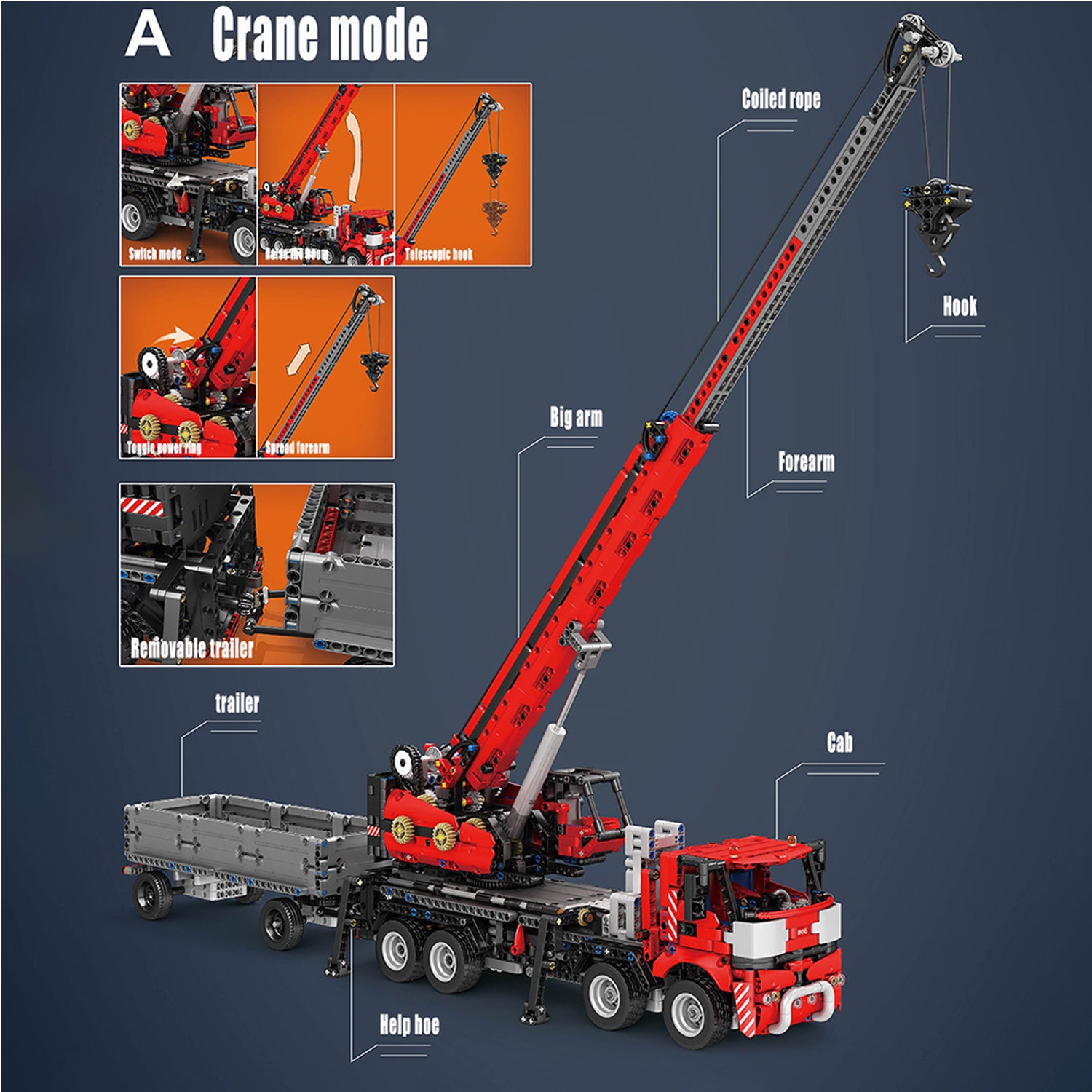 Mould King 17003 Mobilkran All-Terrain Piling Platform Crane Technik Bausteine