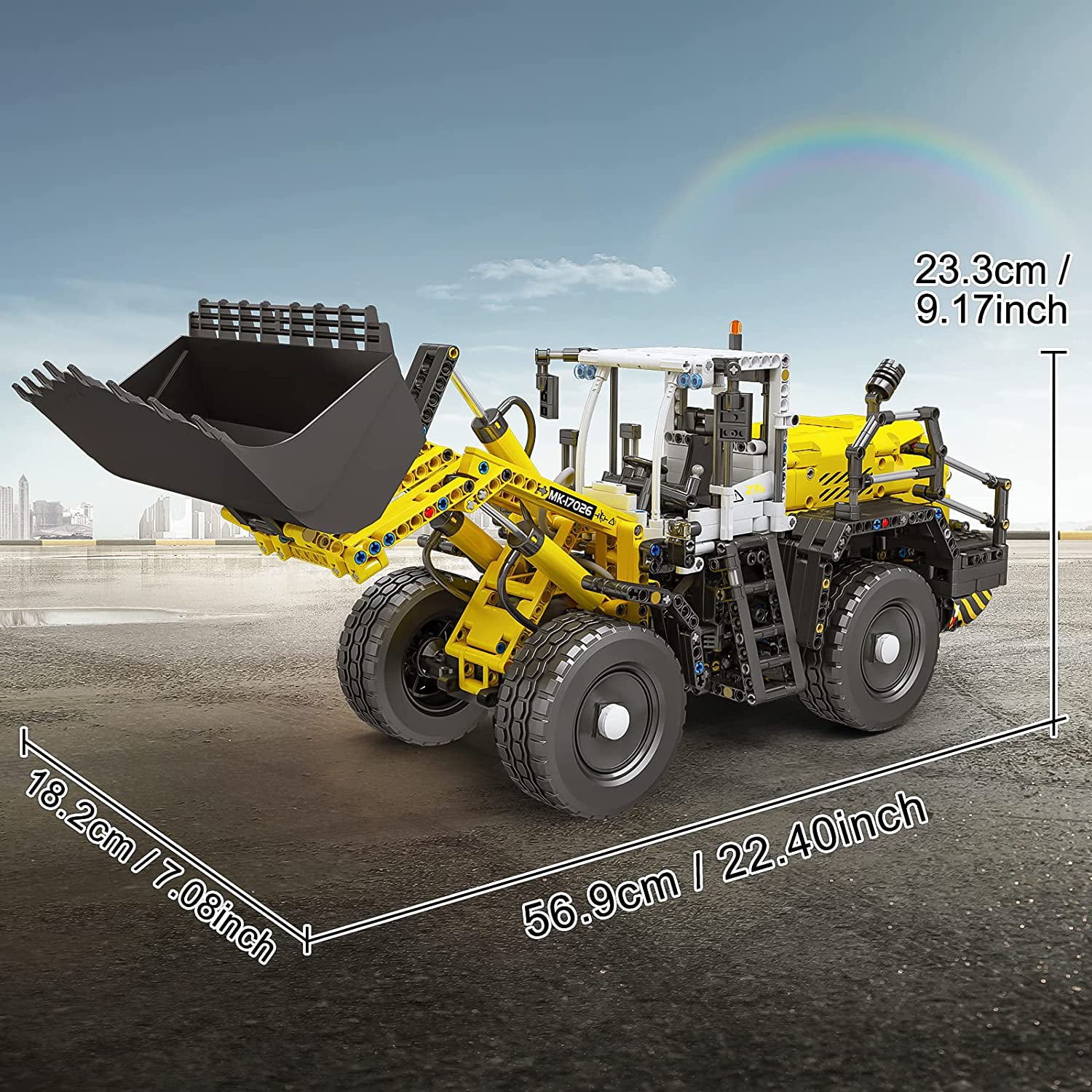 Mould King 17026 Bulldozer Pneumatik Fernbedienung Radlader Technik Bausteine