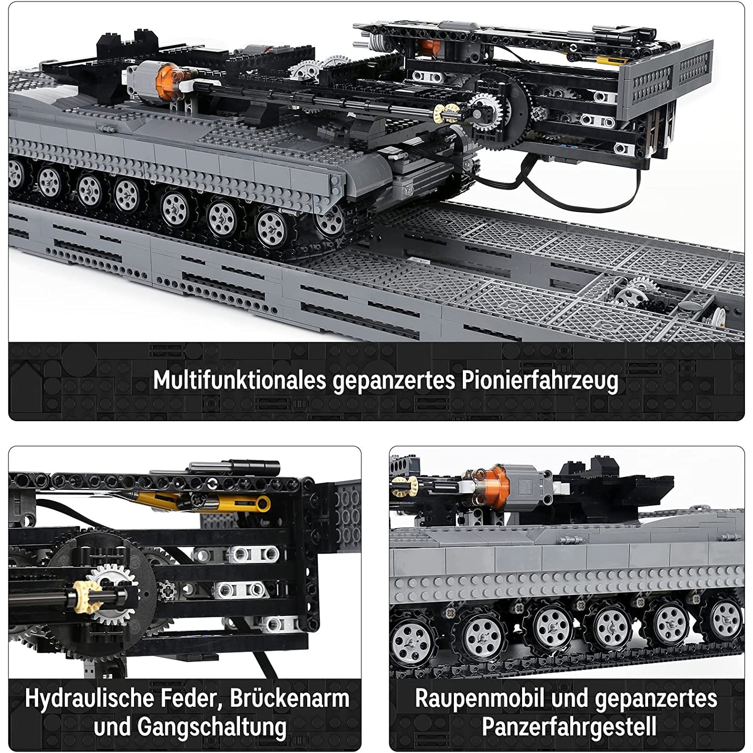 Mould King Military Panzerbrückenfahrzeug Brückenwagen RC Fernbedienung Technik Bausteine