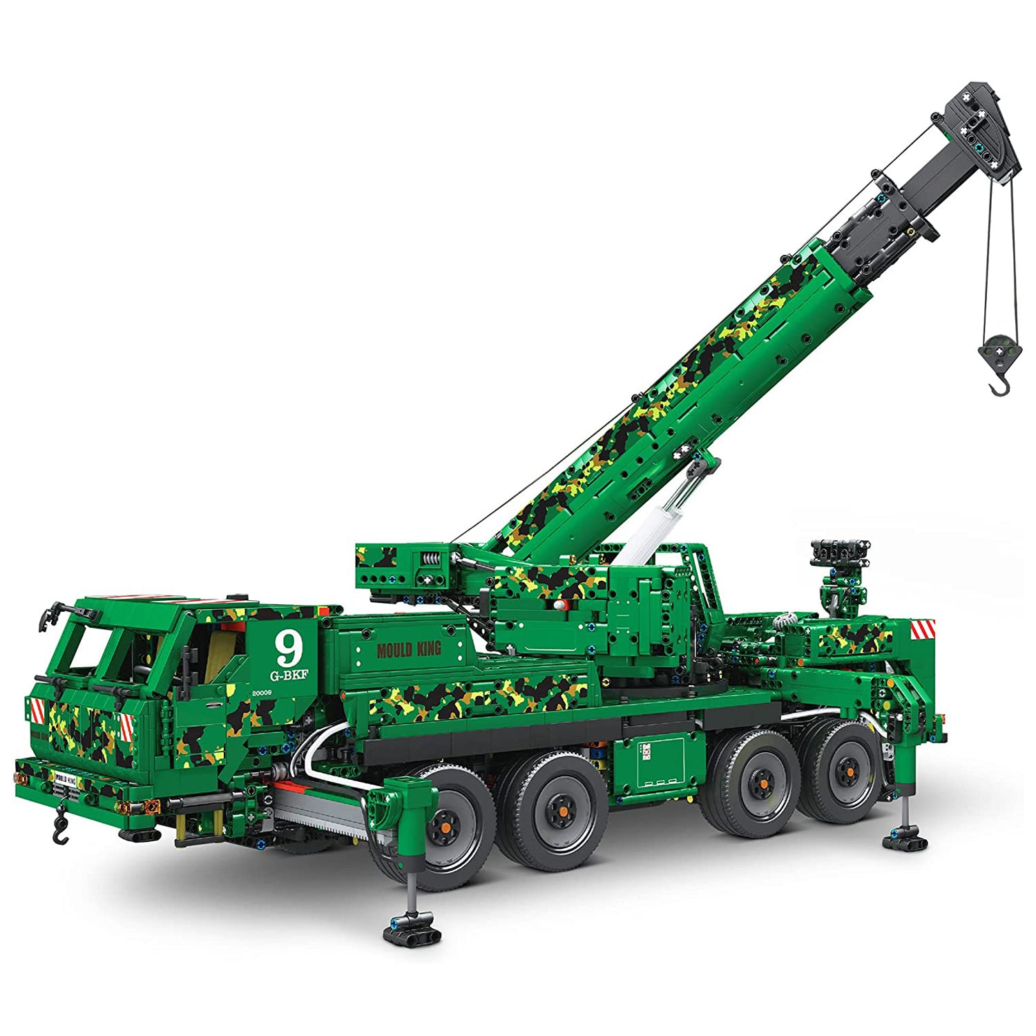 Mould King 20009 Military - Pneumatik gepanzertes Rettungsfahrzeug Kran RC Fernbedienung Technik Bausteine