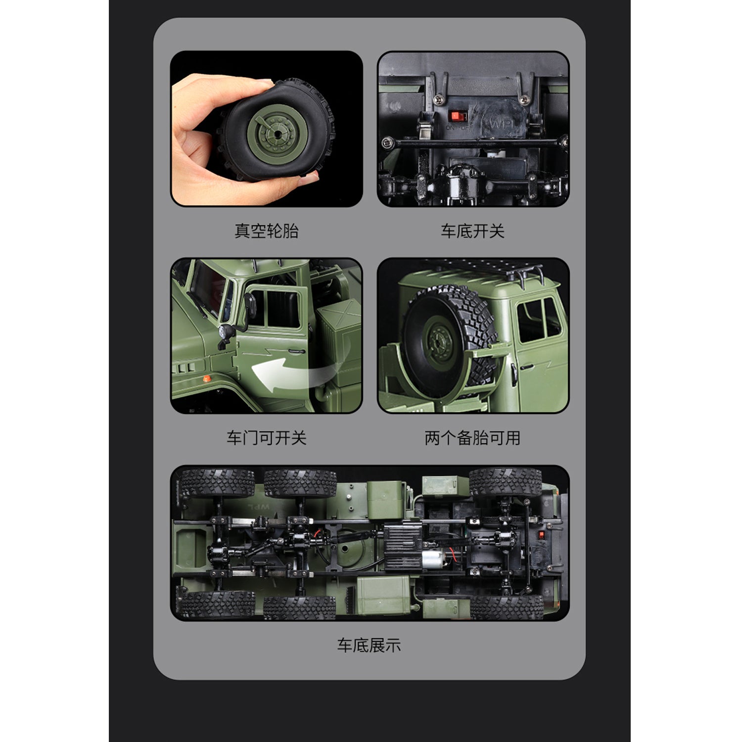 WPL B36-3 2.4G 1/16 Ural Militär mit Anhänger 6WD RC Truck Offroad LKW RTR