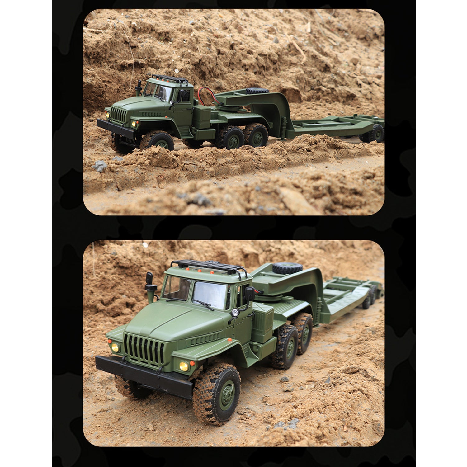 WPL B36-3 2.4G 1/16 Ural Militär mit Anhänger 6WD RC Truck Offroad LKW RTR