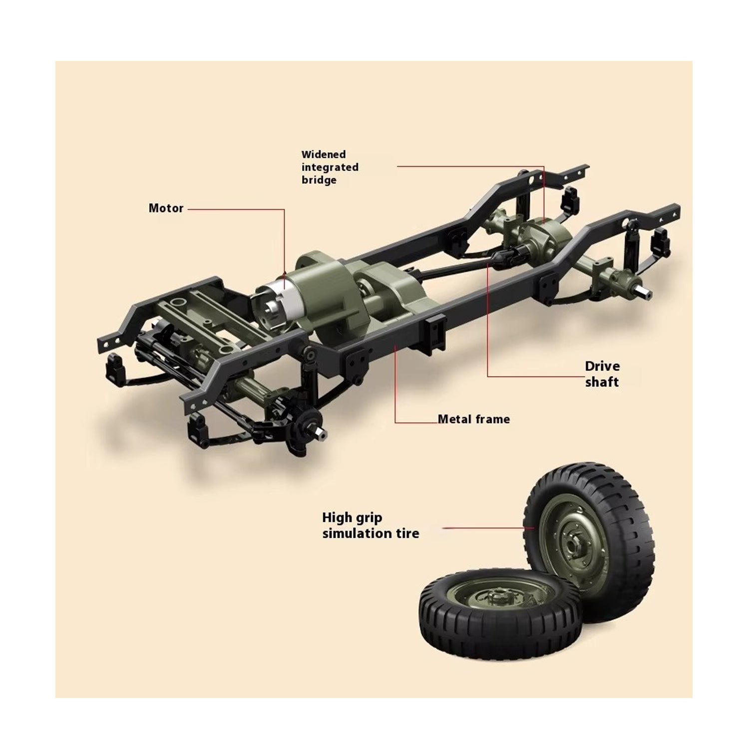 JJRC C8815 Willys Jeep 2.4G 1/10 Military Truck 4WD Off-Road RC Car mit LED Licht