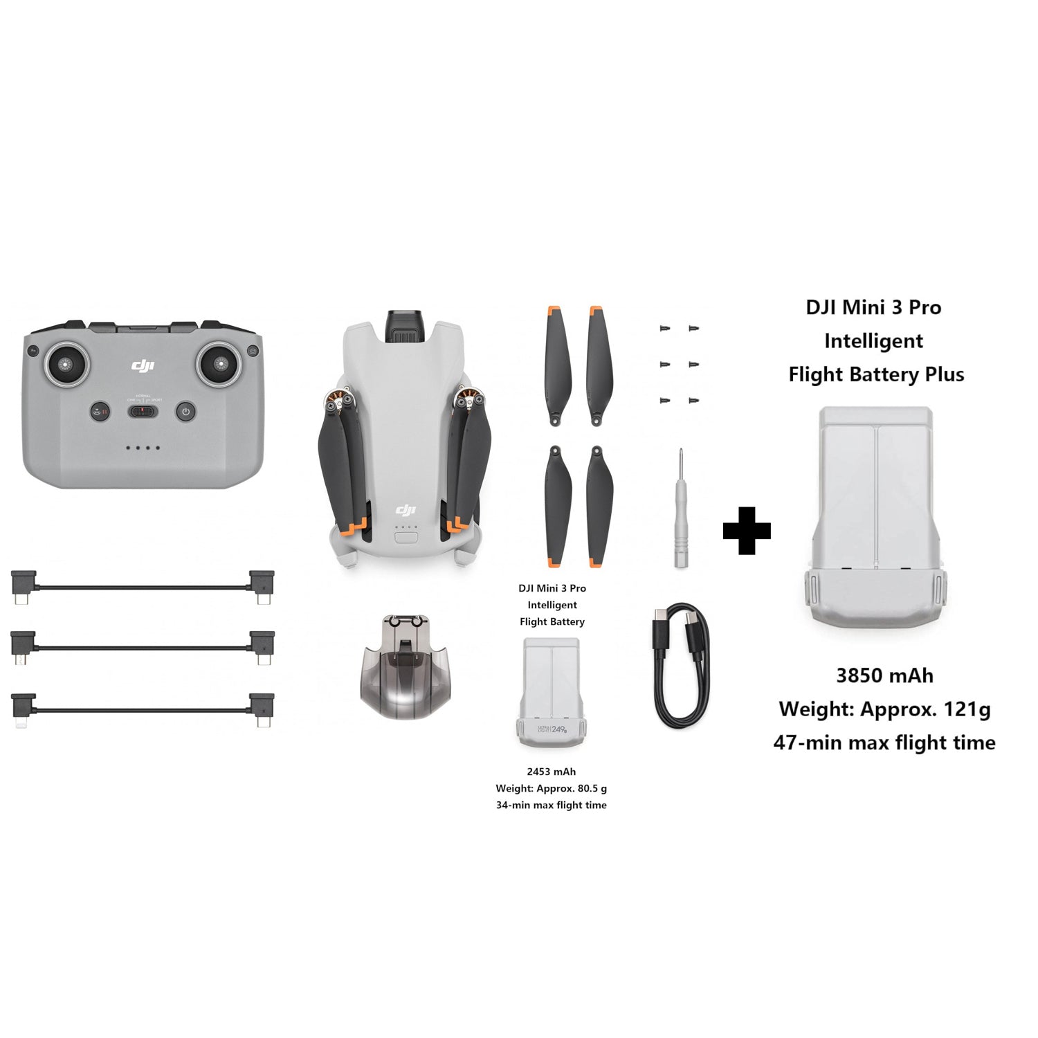 DJI Mini 3 Pro mit DJI Smart Control leichte faltbare Kameradrohne mit 4K/60fps Premium Set