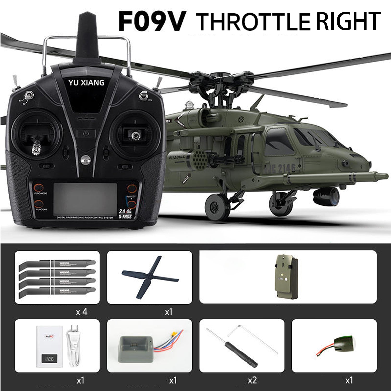 Yuxiang F09V RC Hubschrauber mit 2.4GH Remote Flybarless Fliegen in 1:28 als Black Hawk UH-60