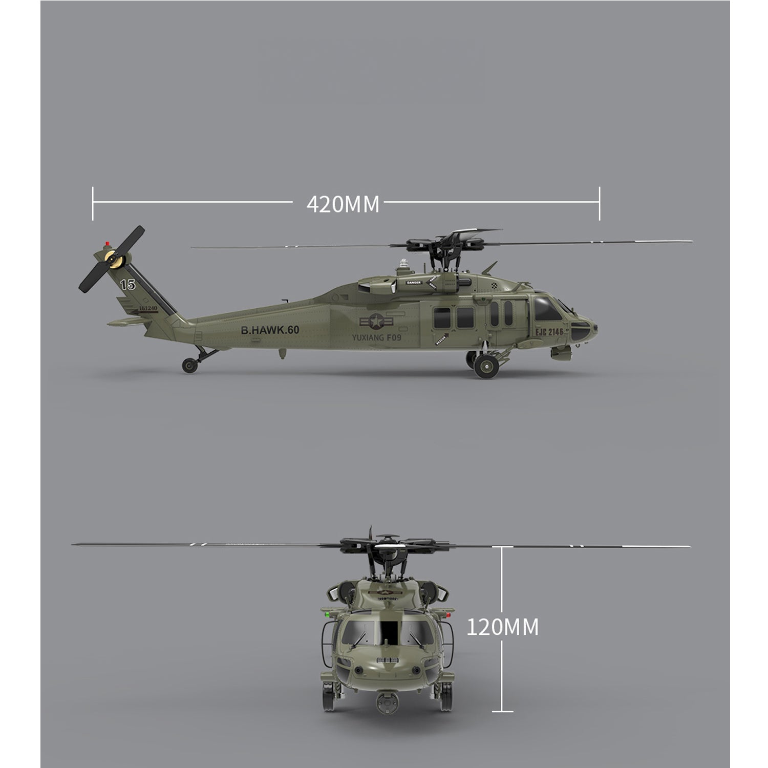 Yuxiang F09V RC Hubschrauber mit 2.4GH Remote Flybarless Fliegen in 1:28 als Black Hawk UH-60