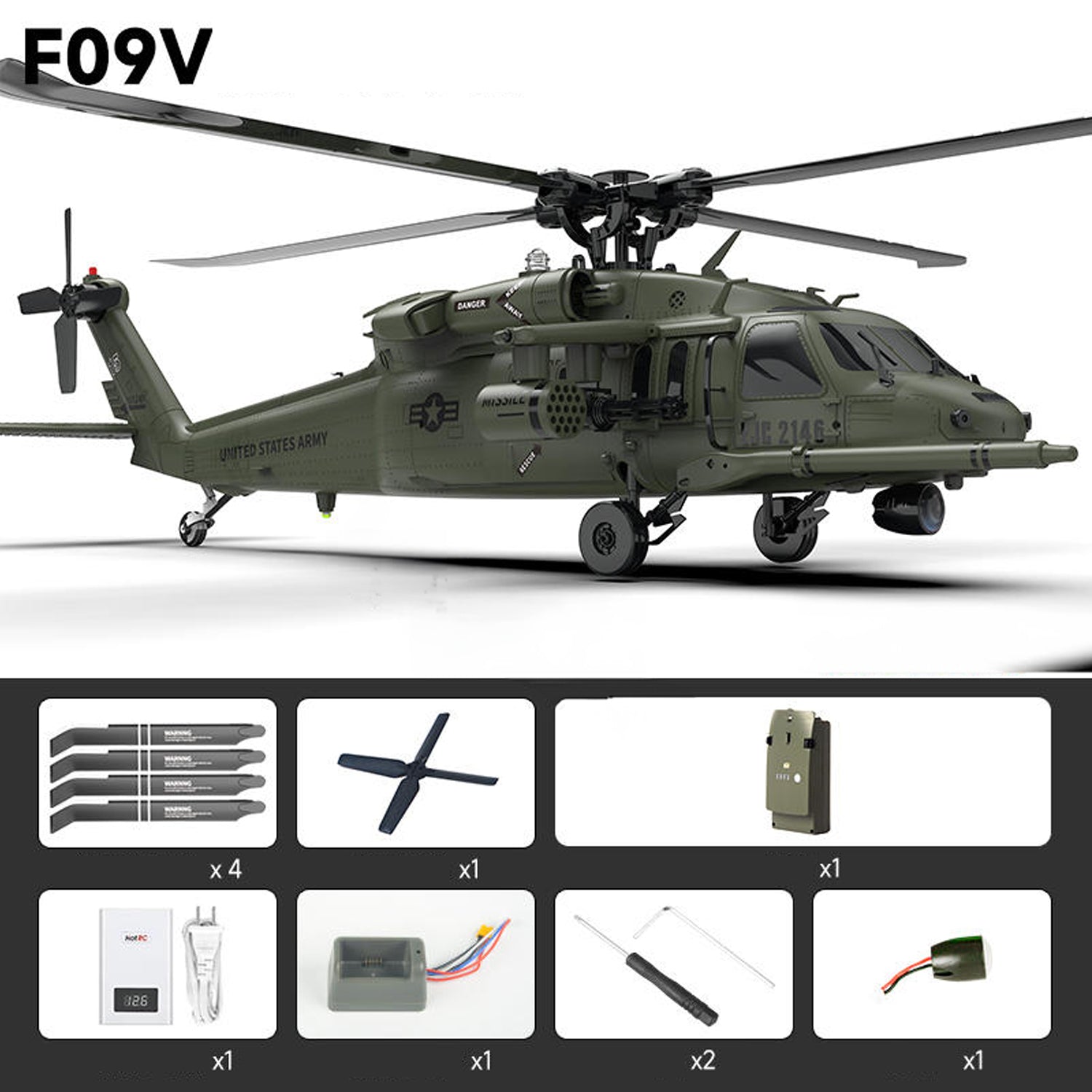 Yuxiang F09V RC Hubschrauber mit 2.4GH Remote Flybarless Fliegen in 1:28 als Black Hawk UH-60