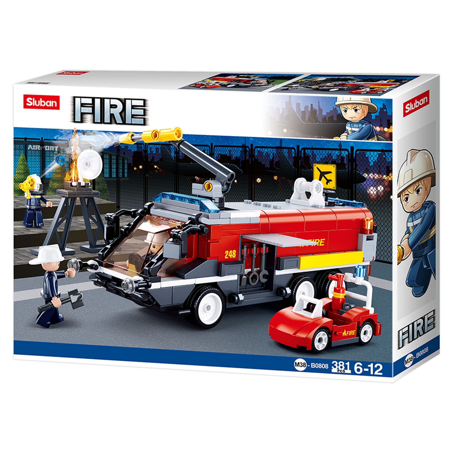 Sluban Flughafenlöschfahrzeug M38-B0808 - 381 Bausteine, 3 Minifiguren, ab 6 Jahren