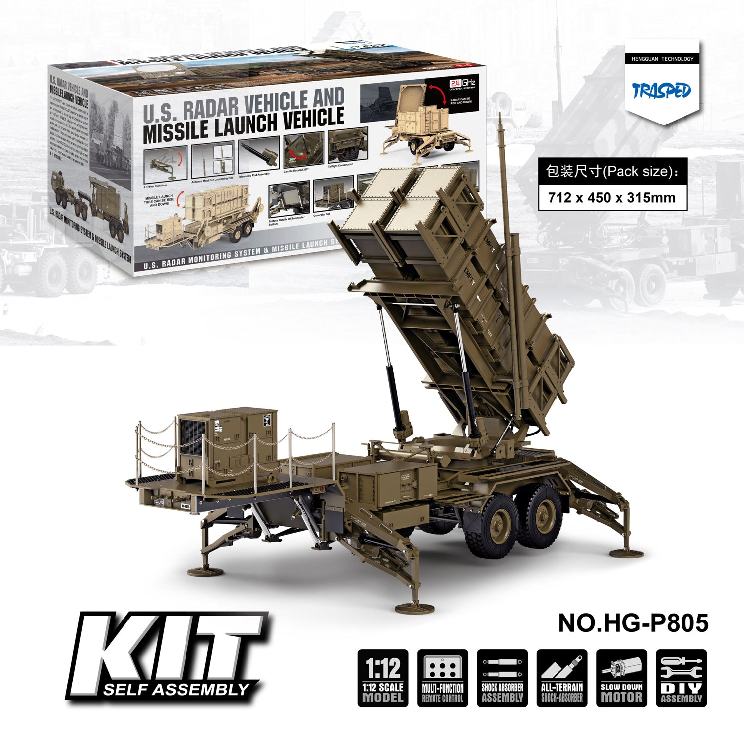 HG P805 M901 MIM-104F Patriot SAM System (PAC-3) Militär Anhänger Sattelauflieger KIT