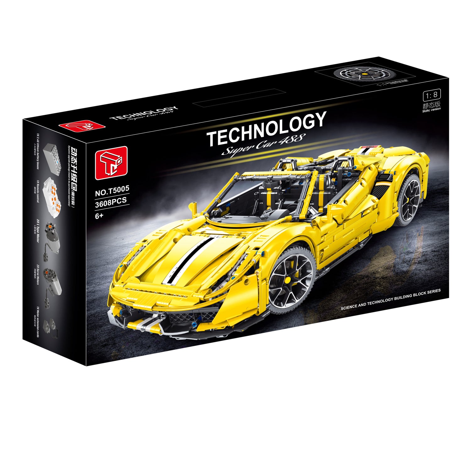 TGL Technology T5005A 1:8 -Super Car 488 Technik Bausteine