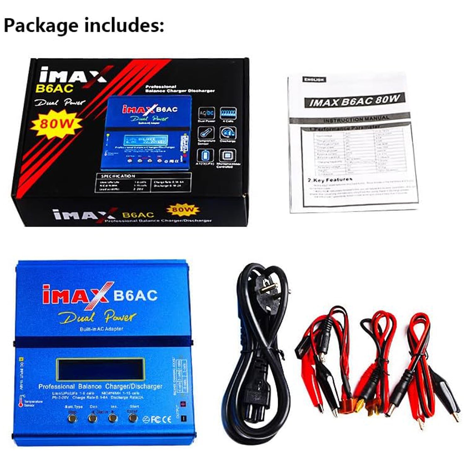 IMAX B6AC - LiPo Ladegerät - 80W Ladeleistung - mit LCD und Netzanschluss