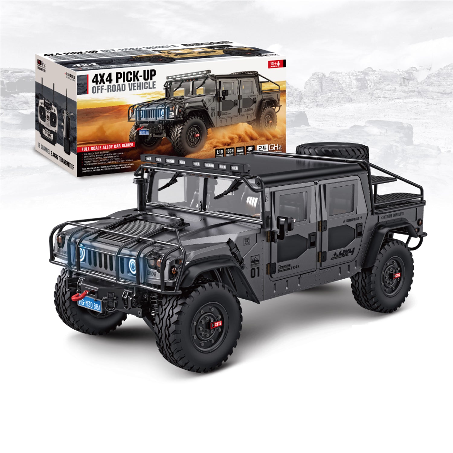 HG P415A PRO US Humvee 1/10 RC Modellauto Militärfahrzeug LKW ohne Batterie Ladegerät 16CH 2.4G 4WD