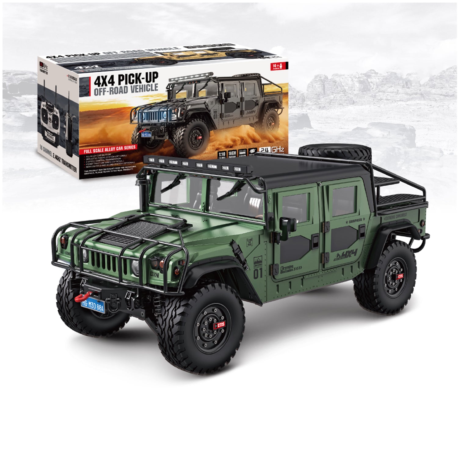 HG P415A PRO US Humvee 1/10 RC Modellauto Militärfahrzeug LKW ohne Batterie Ladegerät 16CH 2.4G 4WD