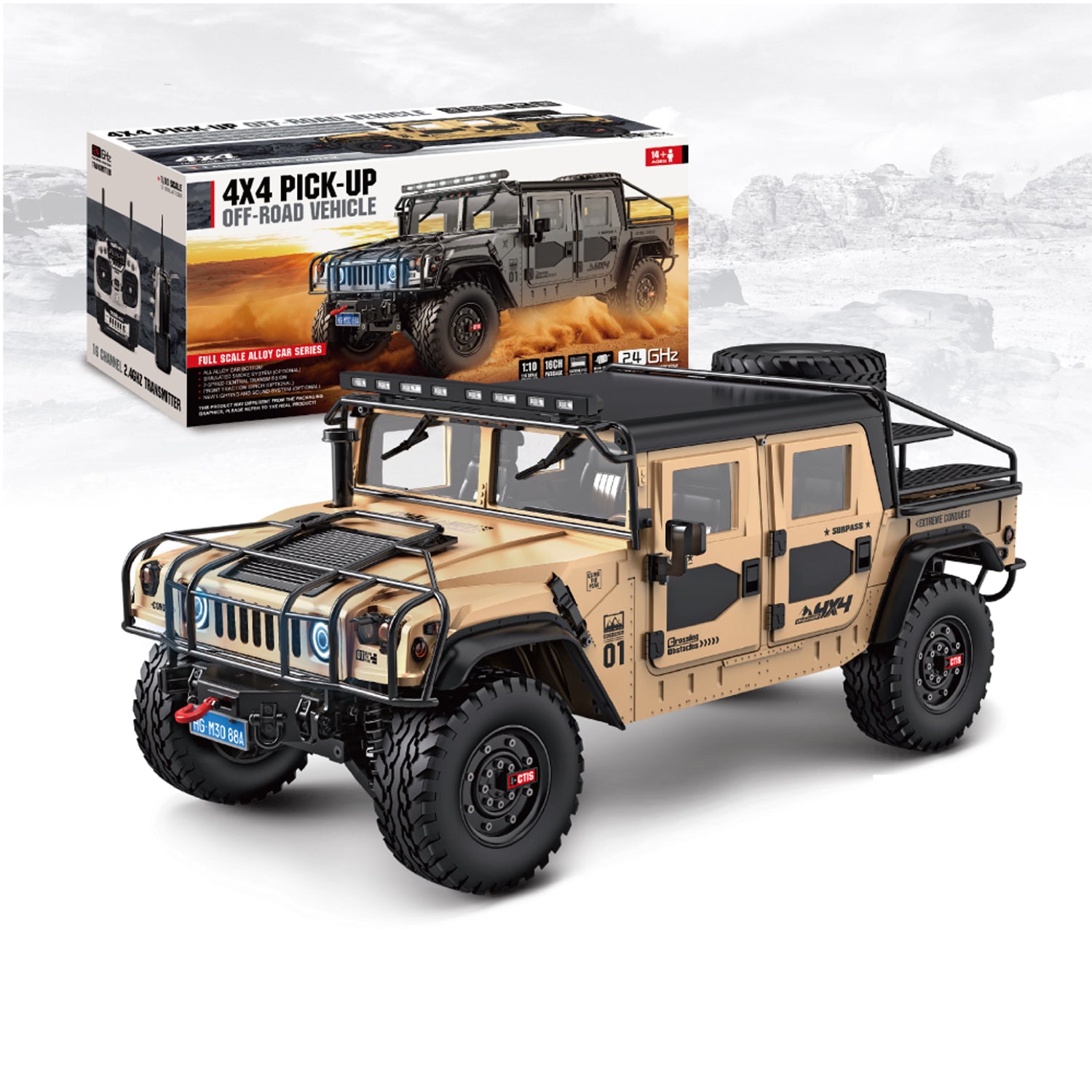 HG P415A PRO US Humvee 1/10 RC Modellauto Militärfahrzeug LKW ohne Batterie Ladegerät 16CH 2.4G 4WD