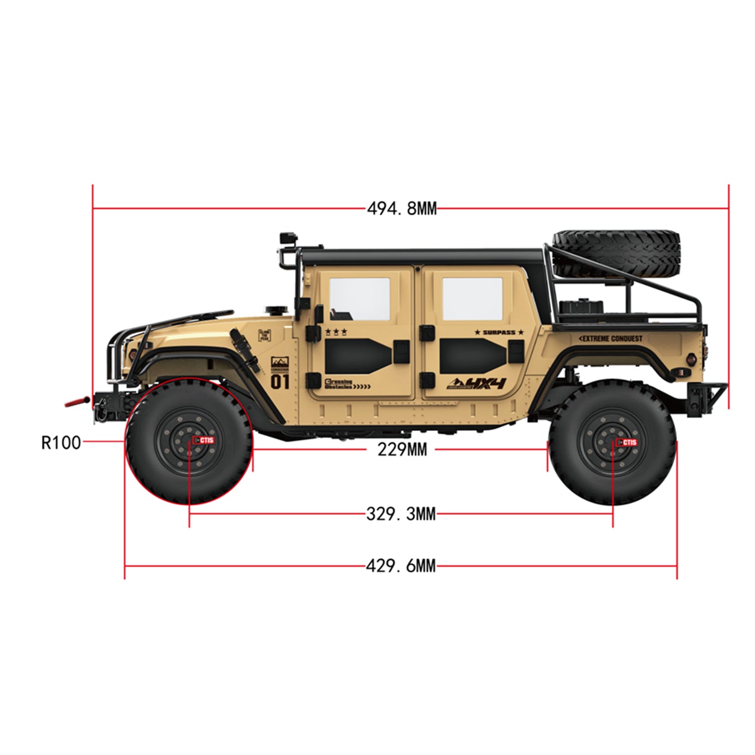HG P415A PRO US Humvee 1/10 RC Modellauto Militärfahrzeug LKW ohne Batterie Ladegerät 16CH 2.4G 4WD