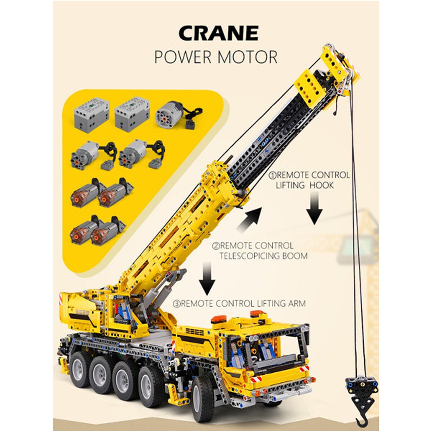 Mould King 13107 - ferngesteuerter Technik Bausteine Mobilkran - 2,4 GHz RC Crane